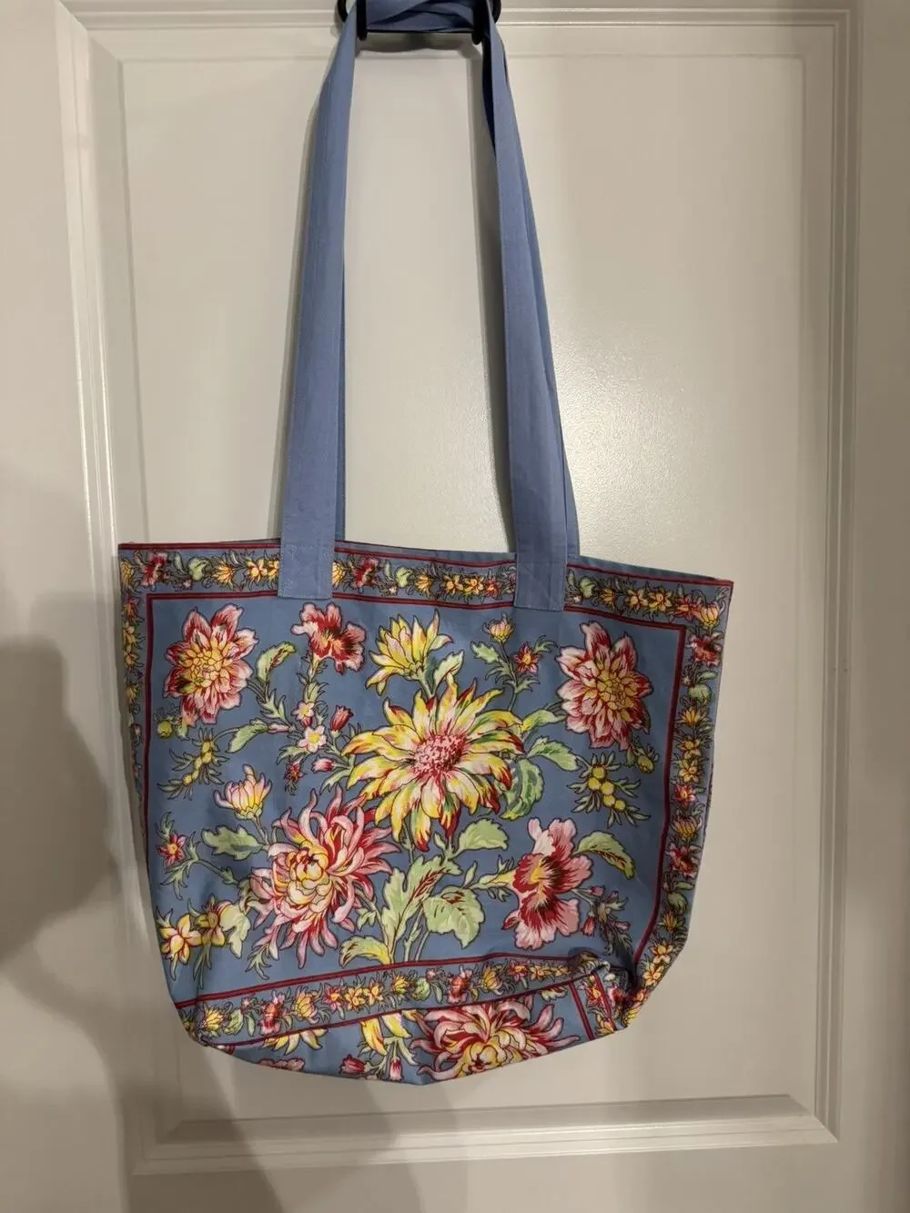 April Cornell Cottage Rose Market Bag BLUE -Tote Purse